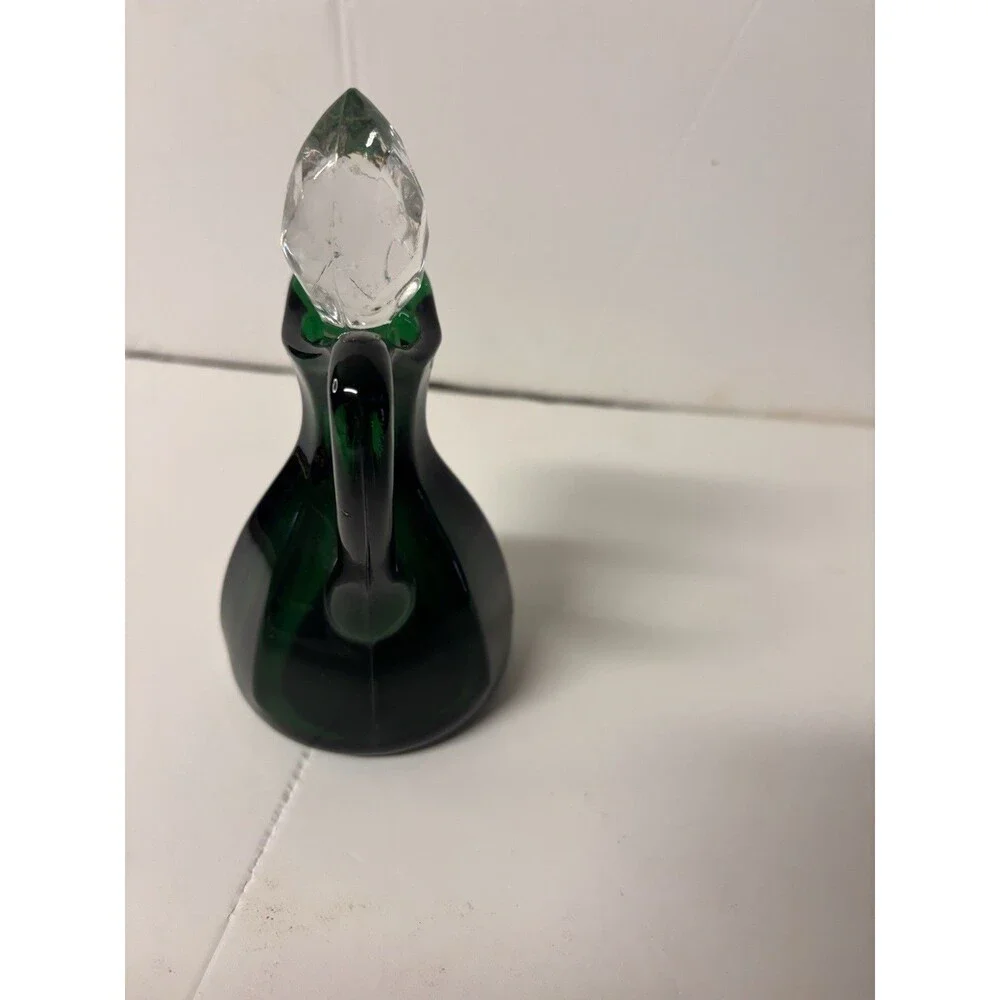 Hand Blown Glass Emerald Green glass Cruet Crystal stopper 5 1/2
